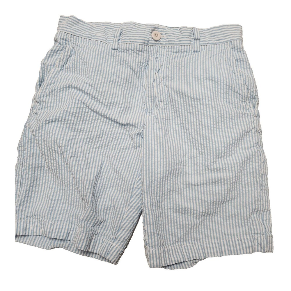 Vineyard Vines Boys Size 12 Breaker Shorts Seersucker Blue White Striped Cotton - Picture 2 of 6